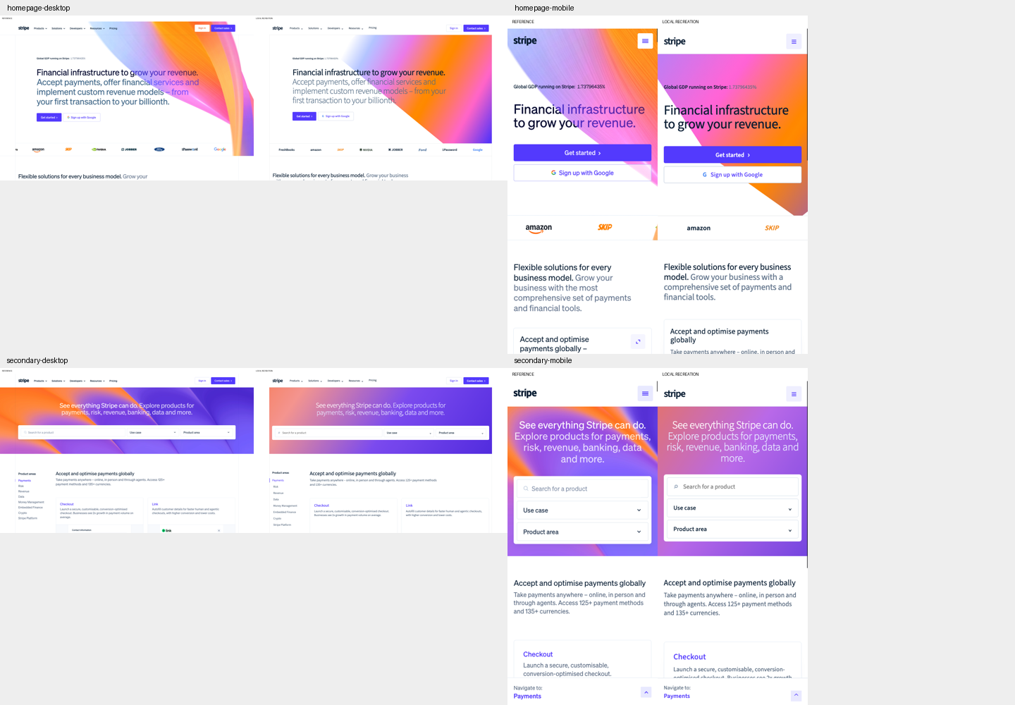 Stripe side-by-side overview